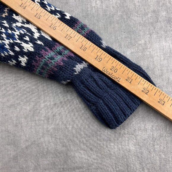 Arbor Way Sweater Men Medium Blue Multi Fair Isle Snowflake‎ Cotton Ramie VTG - Picture 6 of 11